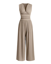 Women's Stylish Jumpsuit with Deep V-Neck and Wide Legs