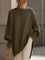 Dames Luxe Gebreide Trui met Ronde Hals en Asymmetrische Zoom