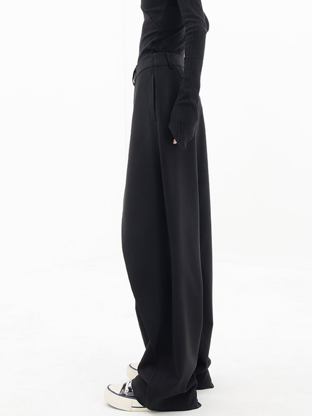 Pantalon large asymétrique pour femmes avec taille haute
