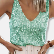Sparkling Sequin V-Neck Top for Women