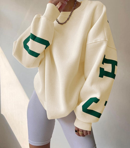 Comfortabele Oversized Dames Trui Met Letterprint