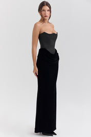 Dames Elegante Strapless Maxi Jurk met Lange Rok