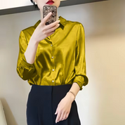 Women's Chic Blouse with Long Sleeves for an Elegant Fit
