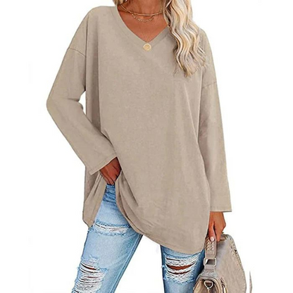 Casual Oversized Trui met V-Hals voor Dames