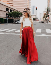 Stylish Pleated Skirt with High Waist and Flowy Fit