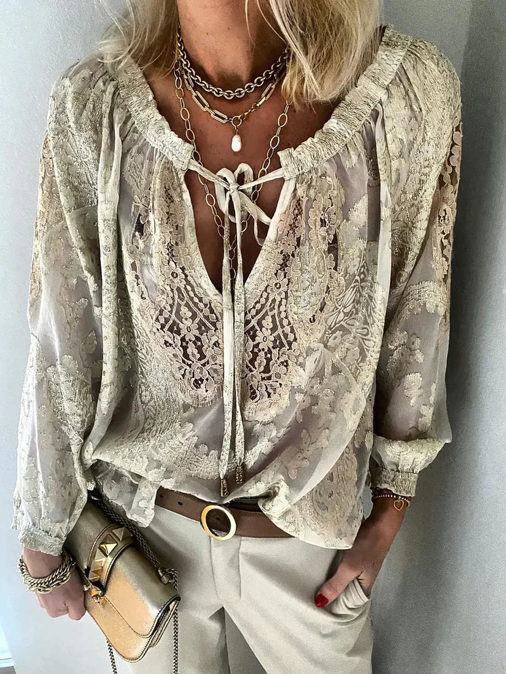 Dilara - Dames Boho Blouse met Kanten Details