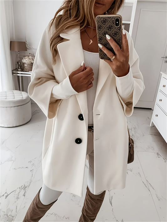 Witte Elegante Mantel Winterjas Voor Dames