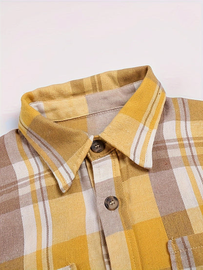 Geruite Blouse Lange Mouw met Knoopsluiting voor Vrouwen