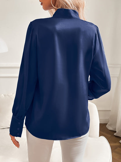 Elegante Dames Blouse met Strikdetail en Lange Mouwen