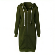 Sporty Comfortable Midi Sweater Dress with Zipper Pockets for Women