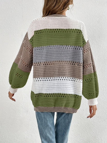Warm Gestreepte Dames Winter Vest Gebreid
