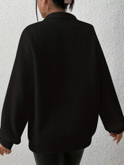 Dames Casual Sweater met Kwartrits en Wafelstructuur