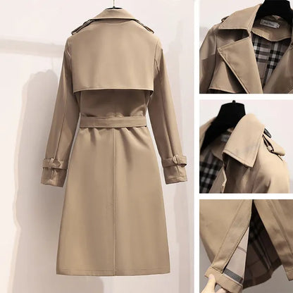 Dames Regenbestendige Lange Trenchcoat Met Ceintuur