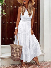 Kaia - Sleeveless Bohemian Women's Maxi Dress with Lace