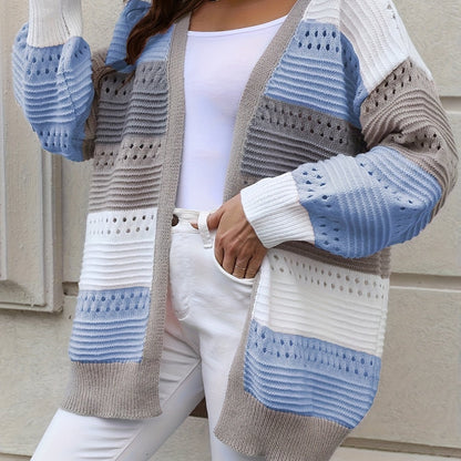 Gebreid Luchtig Oversized Dames Vest Gestreept