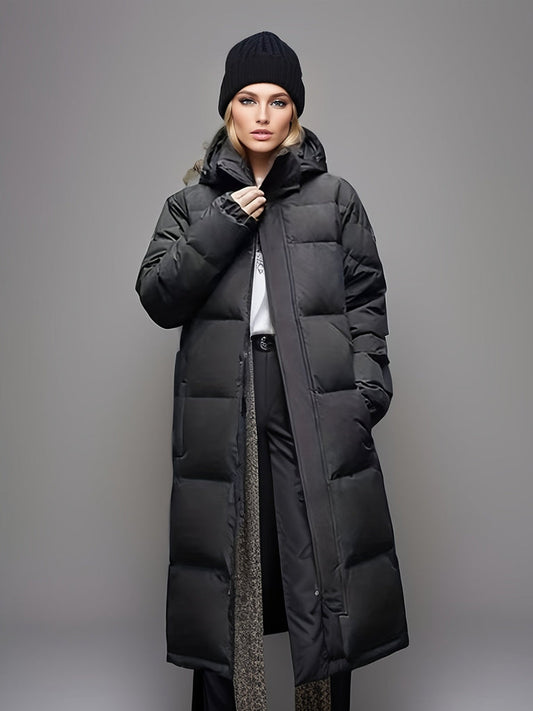 Lange Dames Puffer Winterjas met Capuchon en Gewatteerde Vulling