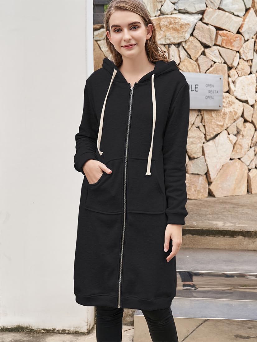 Sporty Comfortable Midi Sweater Dress with Zipper Pockets for Women