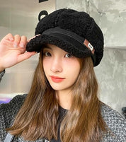 Warm Knitted Cable Pattern Winter Hat for Women
