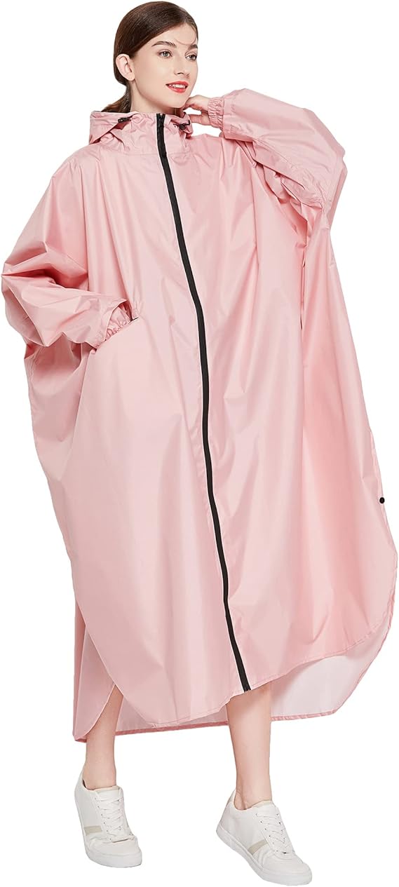Waterdichte Poncho Regenjas Dames met Capuchon en Opbergtasje