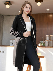 Sporty Comfortable Midi Sweater Dress with Zipper Pockets for Women