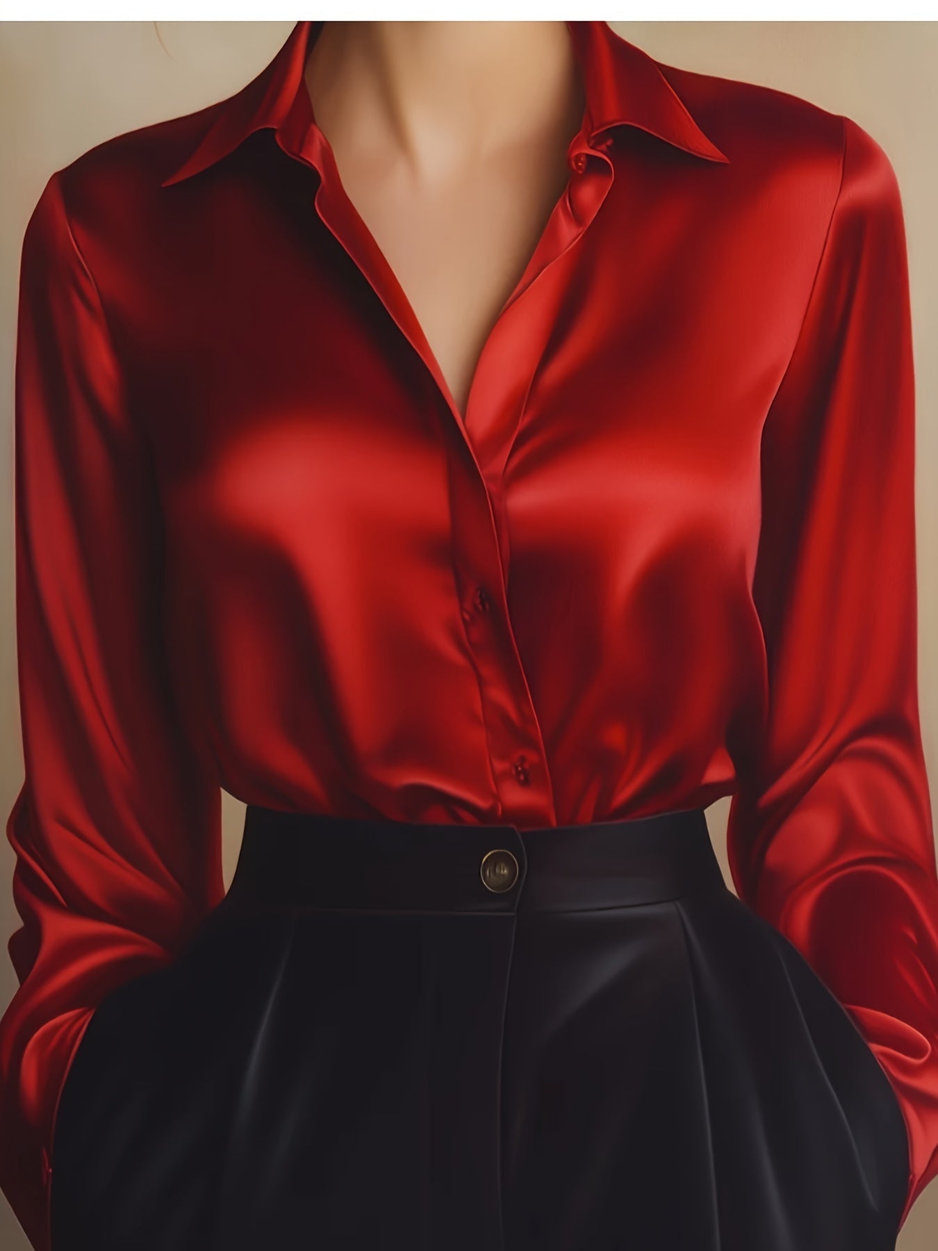 Luxe Satijnen Blouse met Lange Mouwen voor Dames