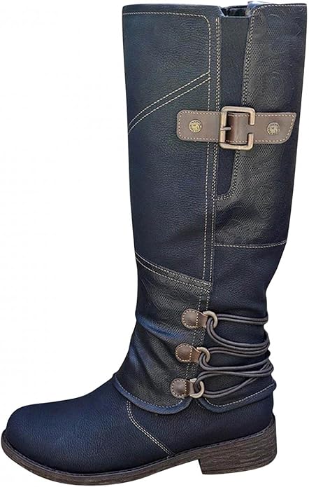 Dames Elegante Comfortabele Knielaarzen Met Gesp En Rits