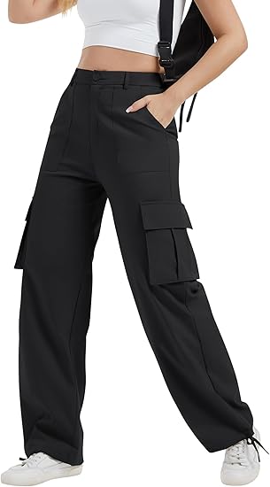 Dames Cargo Broek Met Hoge Taille En Wijde Pijpen