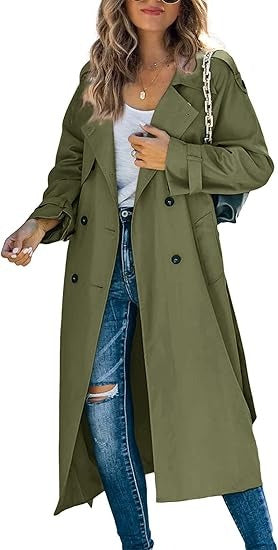 Trench-coat midi élégant pour femmes, double boutonnage avec ceinture