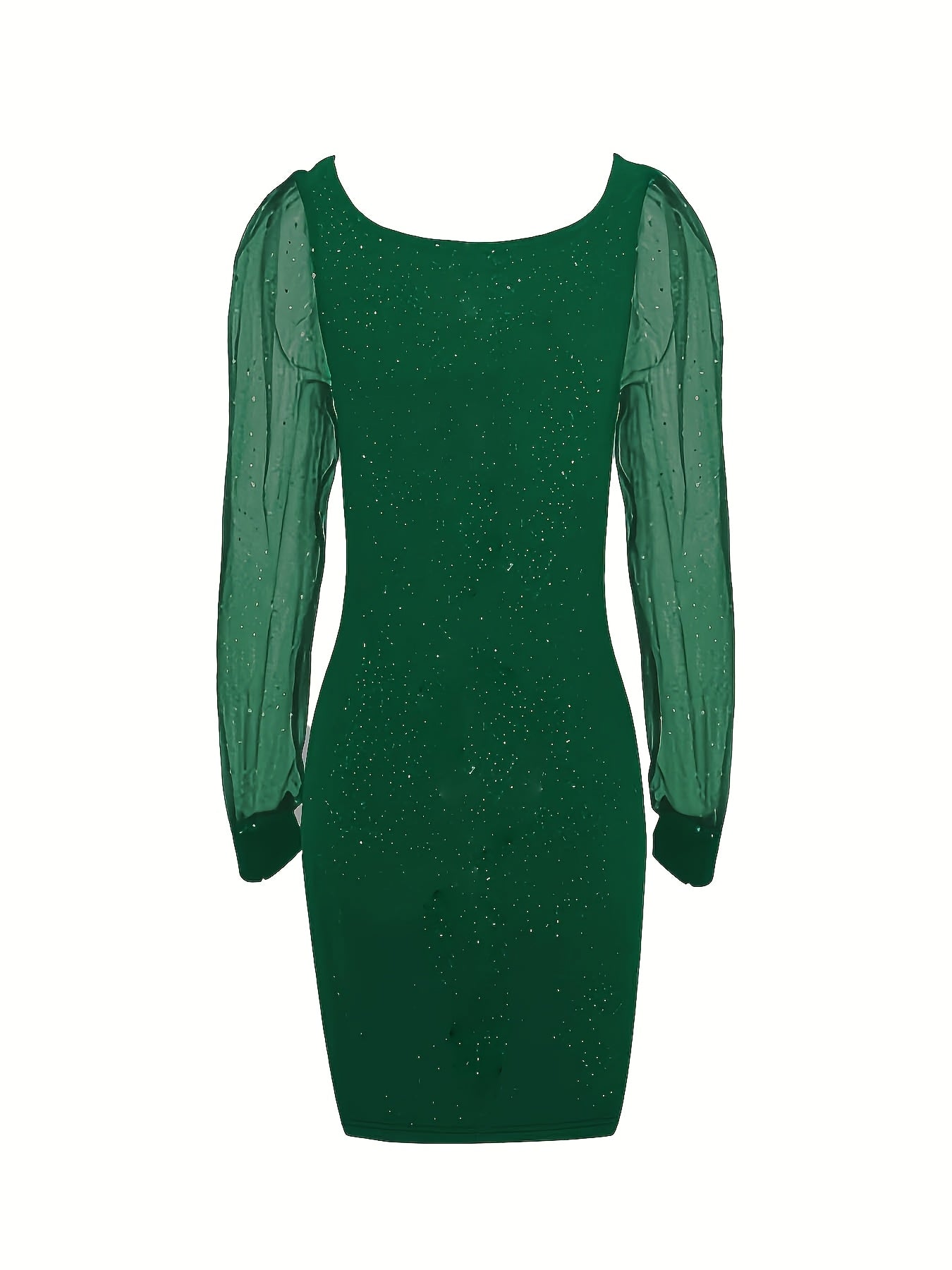 Bodycon Cocktailjurk Voor Dames Midi Met Glitter En Transparante Mouwen