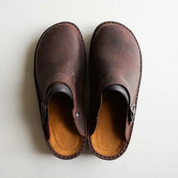 Heren Leren Clogs Met Vintage Look En Comfortabele Zool