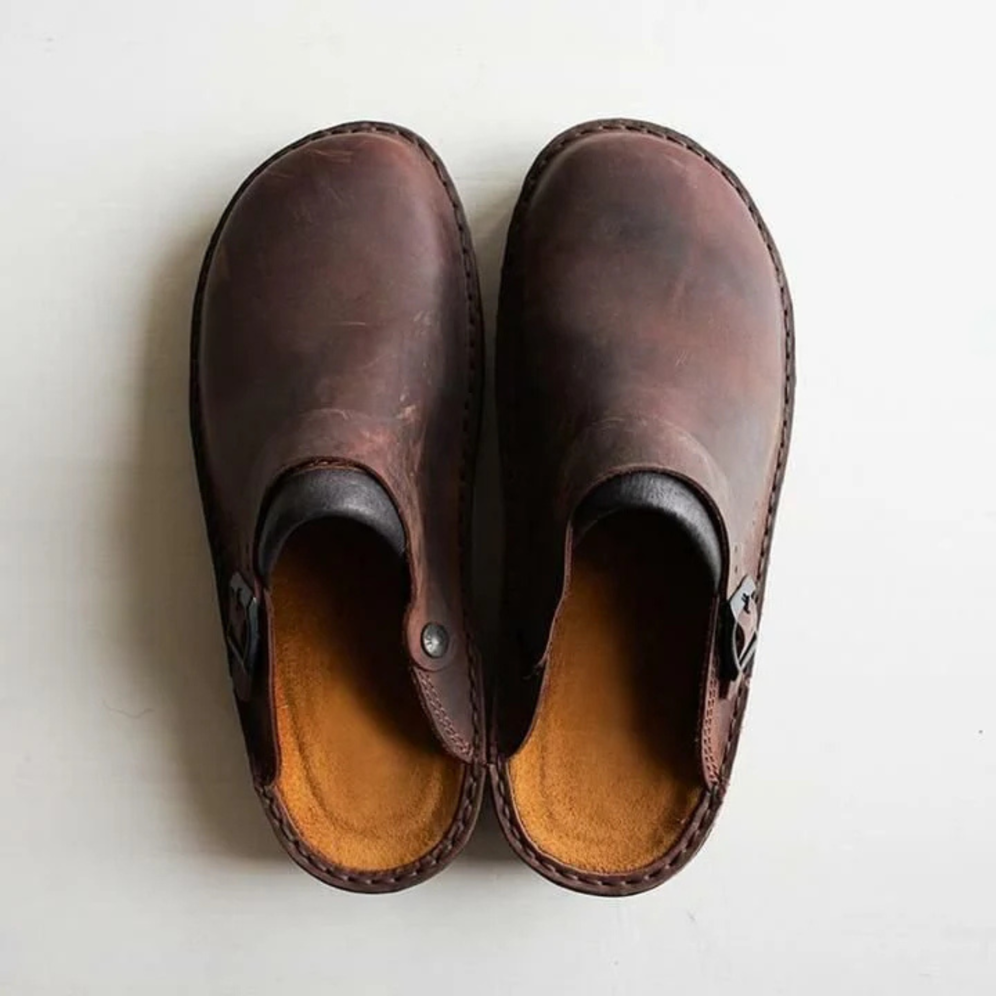 Heren Leren Clogs Met Vintage Look En Comfortabele Zool
