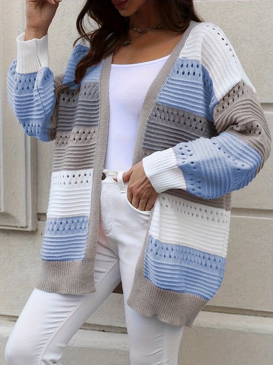 Gebreid Luchtig Oversized Dames Vest Gestreept