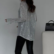 Festive Sequin Blouse with Long Sleeves for Women