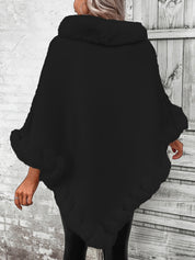 Poncho-pull chaud et stylé pour femmes avec col en fausse fourrure