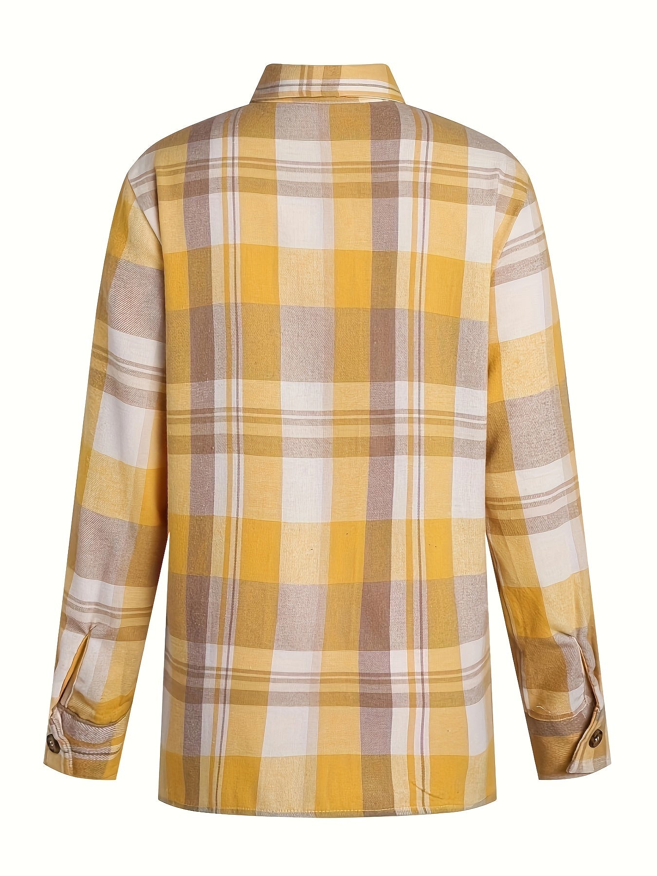 Checked Blouse Long Sleeve with Button Closure for Women