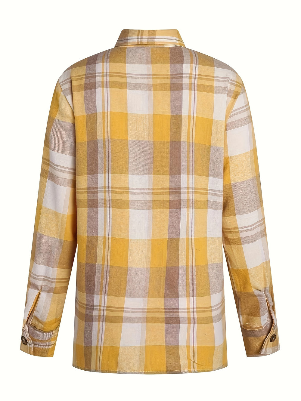 Checked Blouse Long Sleeve with Button Closure for Women