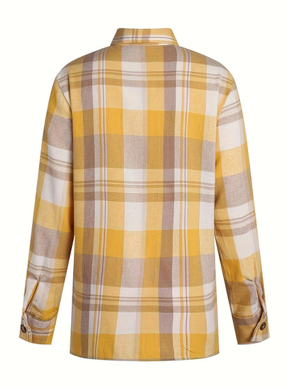 Geruite Blouse Lange Mouw met Knoopsluiting voor Vrouwen