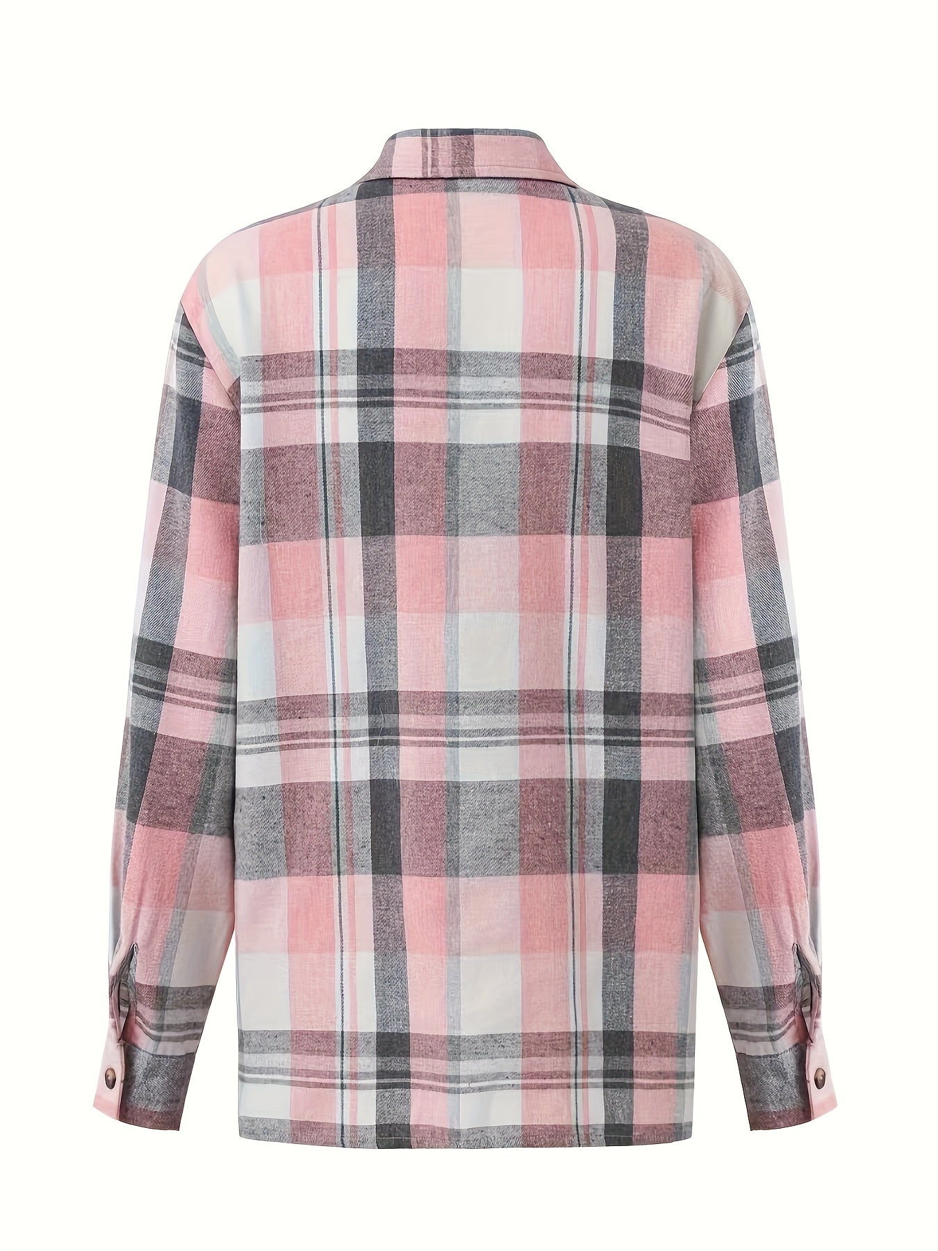 Checked Blouse Long Sleeve with Button Closure for Women