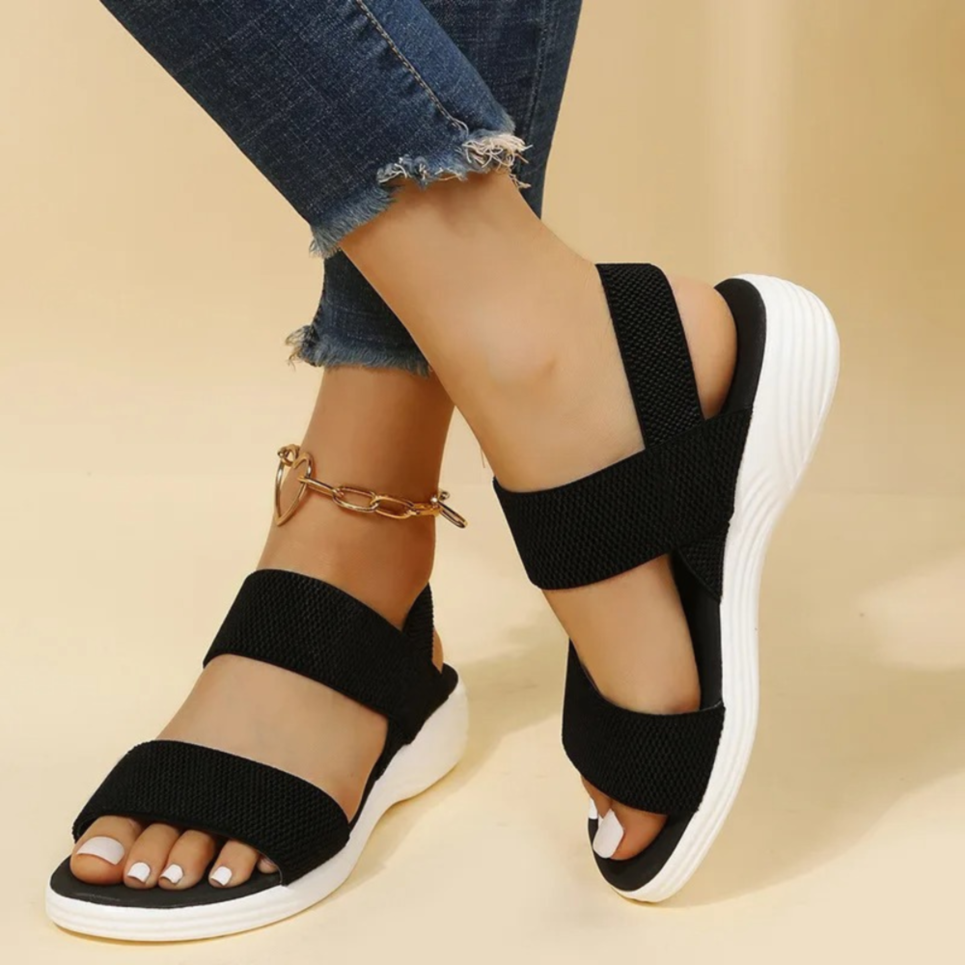 Sandales de marche avec bande élastique pour femmes en été