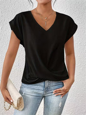 Elegant V-Neck Top with Twisted Detail for Women
