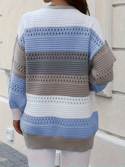 Gebreid Luchtig Oversized Dames Vest Gestreept
