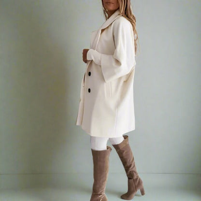 Zachte Oversized Vrouwen Wool Jas Met Knoopsluiting