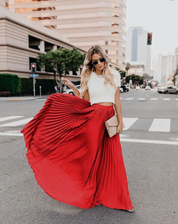 Stylish Pleated Skirt with High Waist and Flowy Fit