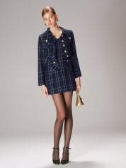 Dames Chique Tweed Set met Korte Blazer en Mini Jurk