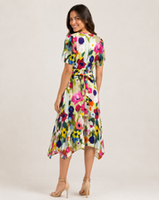 Cocktail Wrap Dress with V-Neck and Print for Women