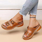 Orthopedic Sandals with Platform Sole and Double Buckle for Women