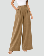 Pantalon femme à jambes larges et taille haute
