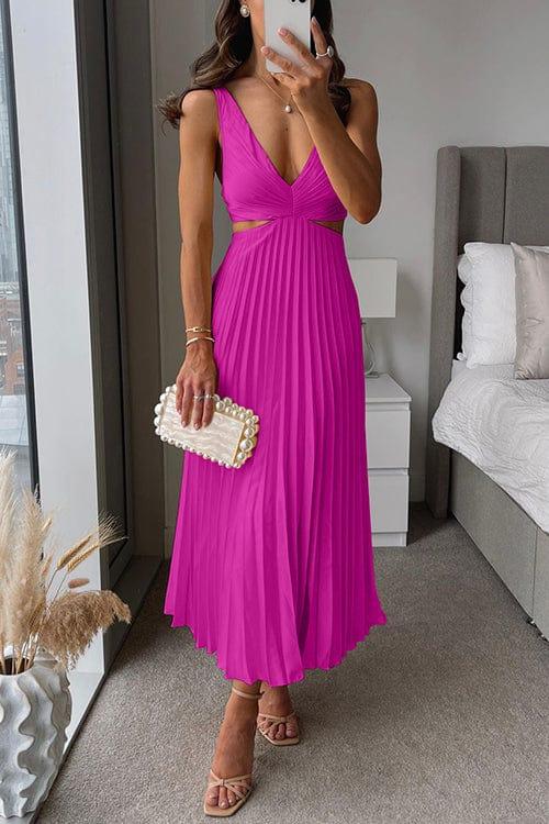 Elegant Gala Midi Dress with Airy Pleats for Women