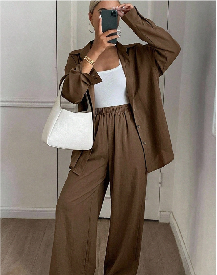 Loungewear Set Voor Dames Met Blouse En Broek En Losse Pasvorm