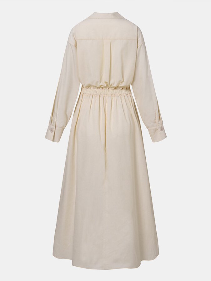 Women's Elegant Maxi Shirt Dress with Long Sleeves